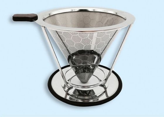 مصفاة قهوة معدنية صحية قابلة لإعادة الاستخدام من الفولاذ المقاوم للصدأ قطرها 89 مم -220 مم